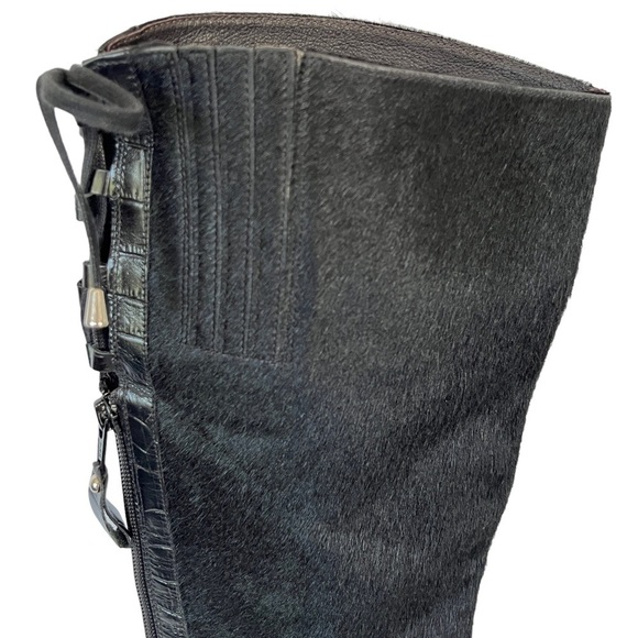 Migliorini Black Calf Hair Boots with Leather Toe Size 8 M - Picture 7 of 13